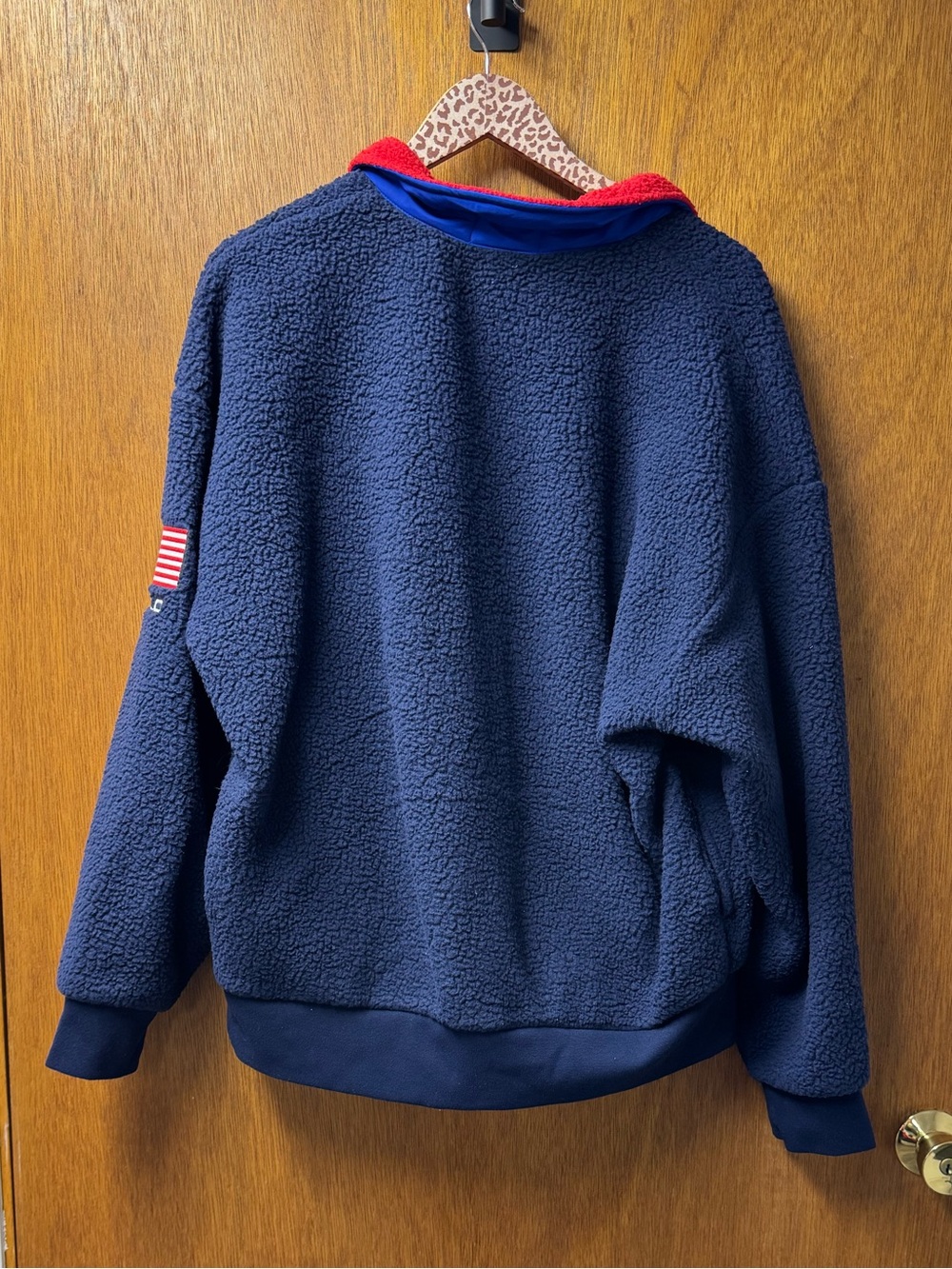 Polo Ralph Lauren Relaxed Fit Flag Fleece Pullover 1/4 Zip USA Blue Large Unisex - Picture 14 of 16